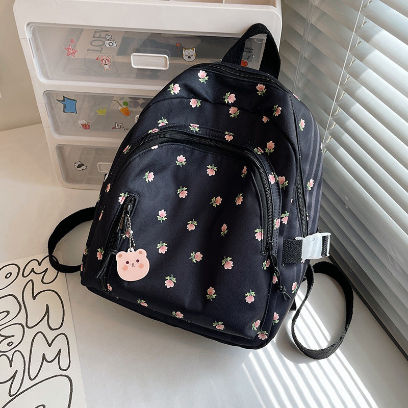 Small Light Student Bag Girl New Small Fresh Floral Nylon Backpack Japanese Casual School Bag