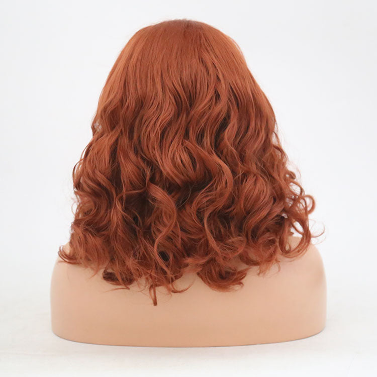 New European and American Ladies 350# Front Lace Bobo Short Curly Lanting Wig Headgear