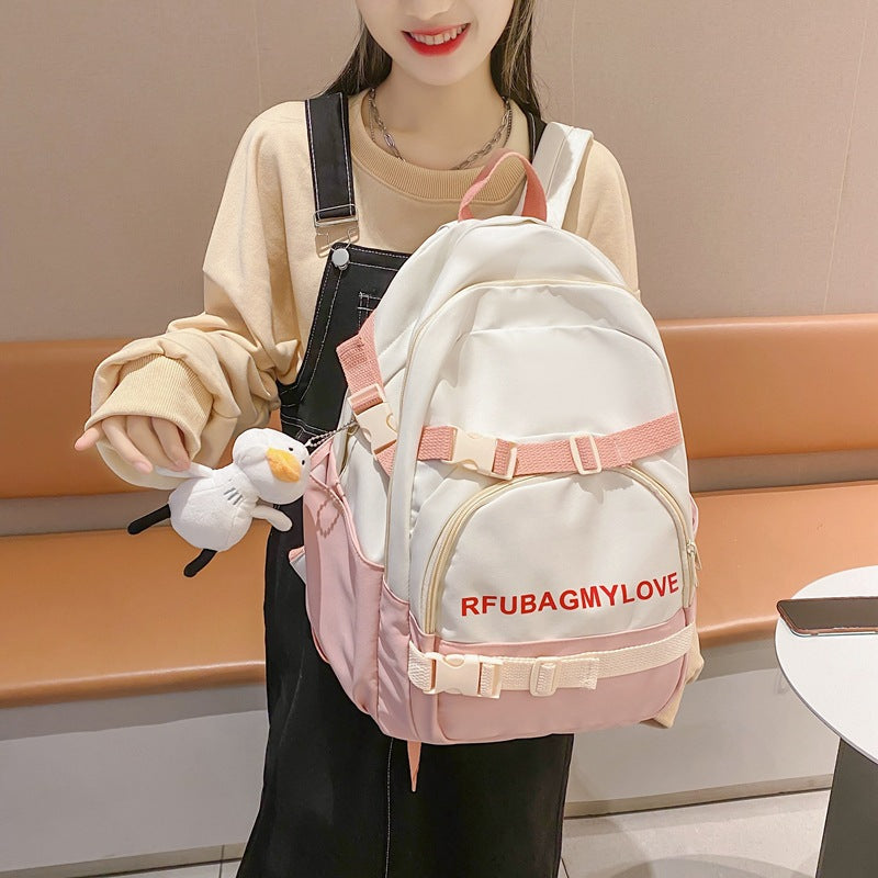 School Bag Girl Backpack Niche Trend Hit Color Stitching Japanese Style Backpack