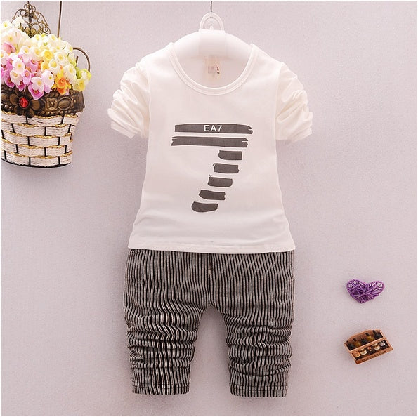 spring and autumn new boys and girls zipper striped trousers suit children's suit