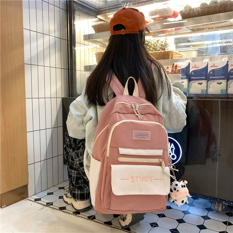 Backpack Girls All-Match Schoolbag Large-Capacity Backpack Elementary School Junior High School Students University Korean Version