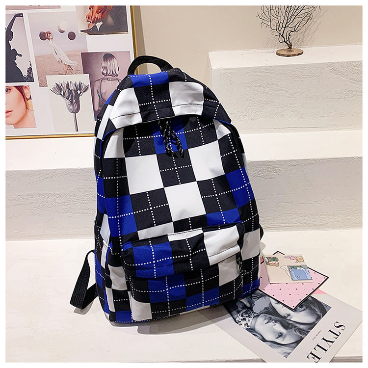 Hong Kong Style Retro Schoolbag Ladies Large Capacity Plaid High School Student Plaid Backpack  Computer Backpack