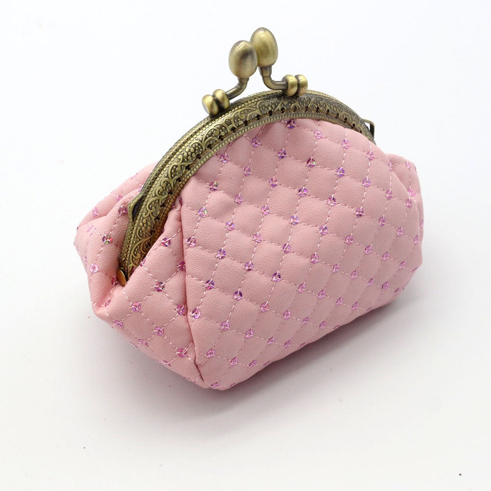 Sequin zero wallet, diamond grid coin bag, lipstick storage, small bag, mouth gold bag