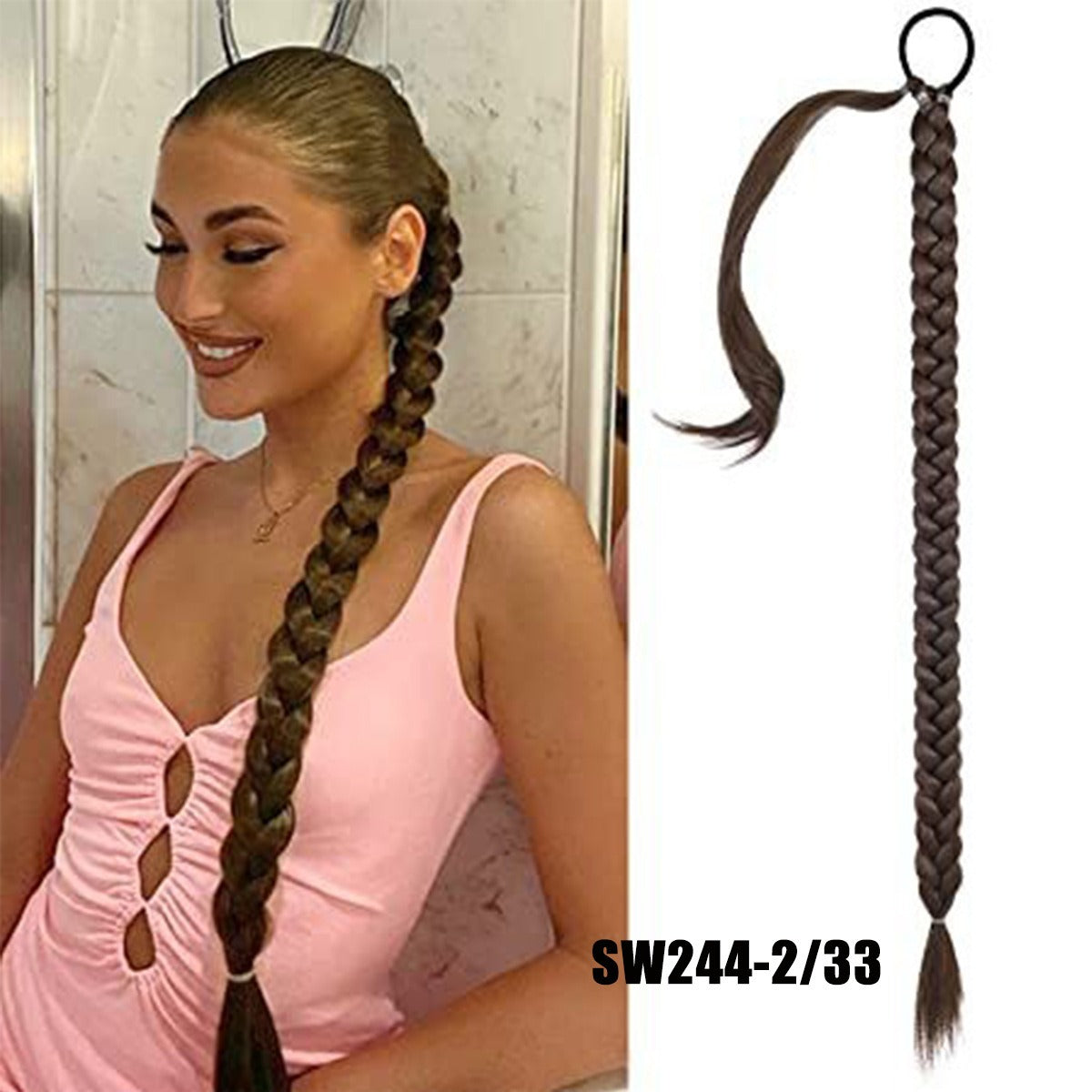 Fake Braid New Fashion Chemical Fiber Wig Female Long Braid Hair Extensions Hair Band Type Hair Extensions Braid Wig Ponytail