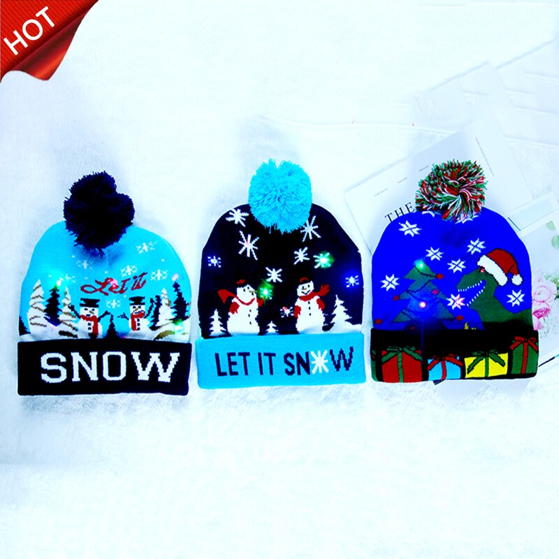 10 Designs LED Christmas Hats Beanie