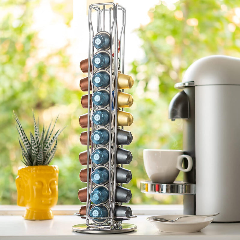 360° Rotating Stand 40 Capsules Coffee Pod Holder Tower Vertical Rack_9