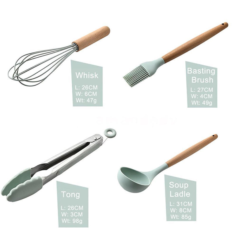 12pcs Heat-Resistant Silicone and Wood Kitchen Baking and Cooking Utensil Set_10