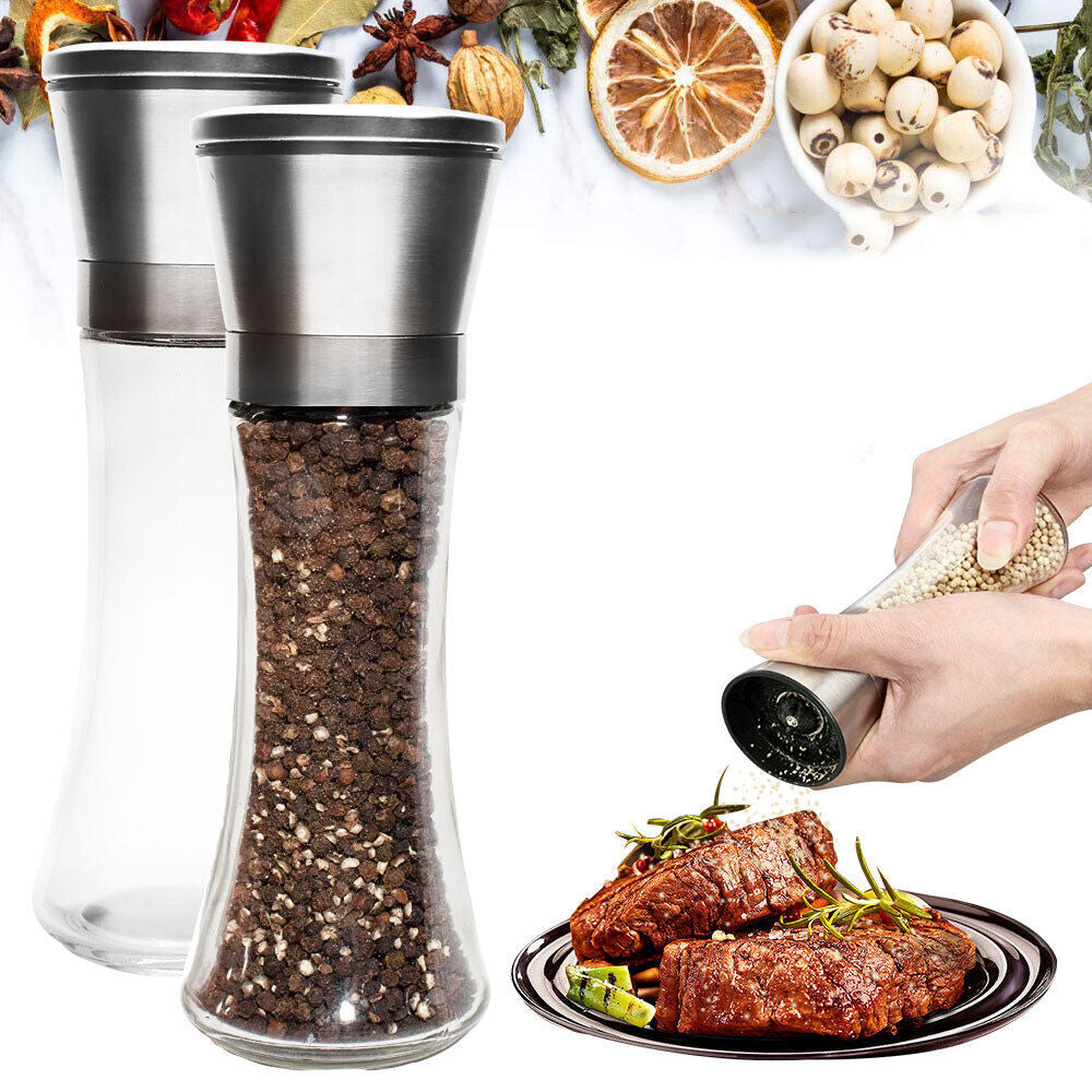 2Pcs Stainless Steel Ceramic Mills Kitchen Salt and Pepper Grinders_0