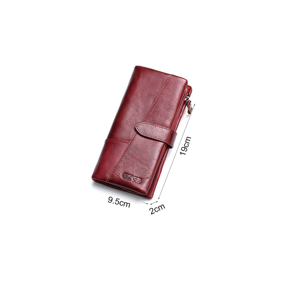 Leather Ladies Wallet Long Cowhide Casual Fashion Wallet Multifunctional Coin Purse Clutch