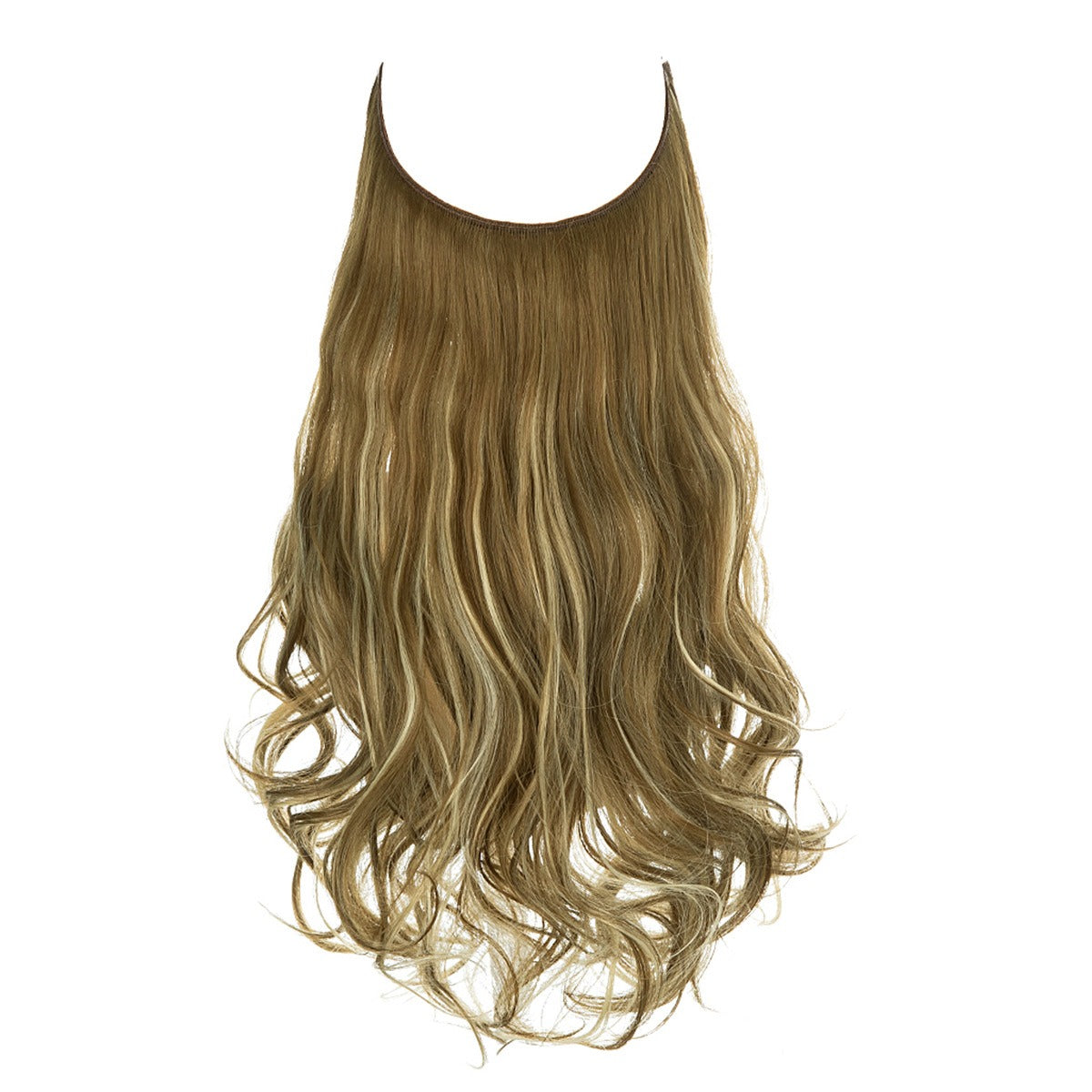 European And American Wig Piece Female Fishline Hair Extension Piece Chemical Fiber Matte High Temperature Silk Long Curly Human Hair