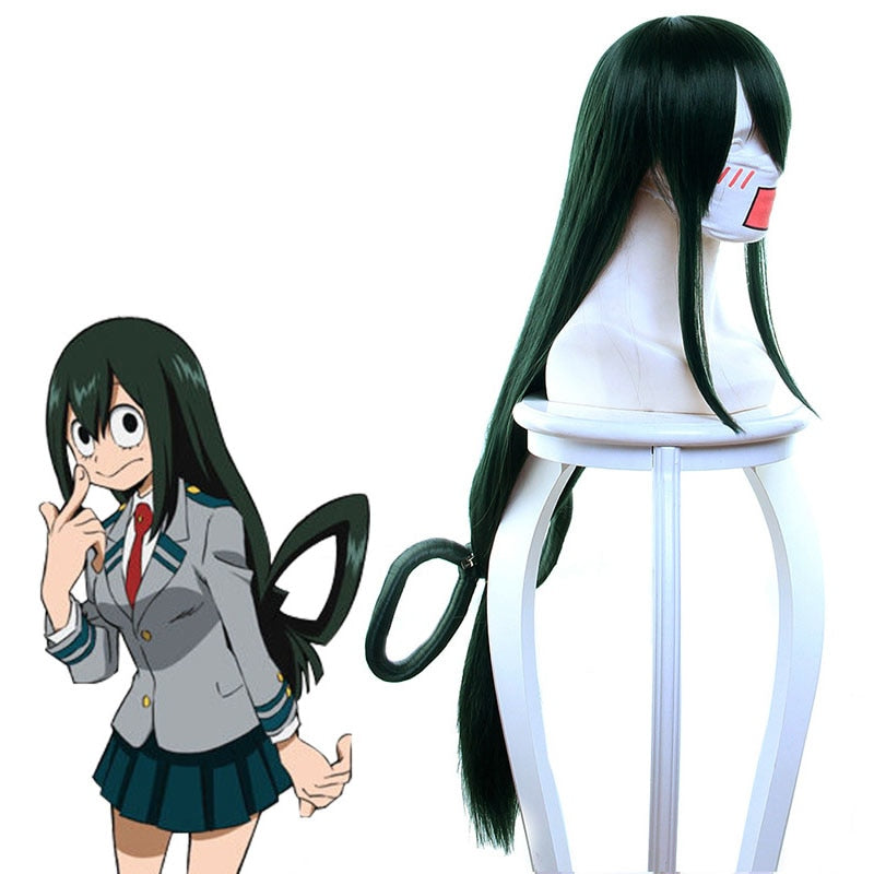 Boku no Hero Academia Tsuyu Asui Cosplay Wig My Hero Academia Women Long Green Synthetic Hair Halloween Party +Wig Cap