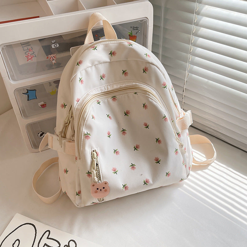 Small Light Student Bag Girl New Small Fresh Floral Nylon Backpack Japanese Casual School Bag