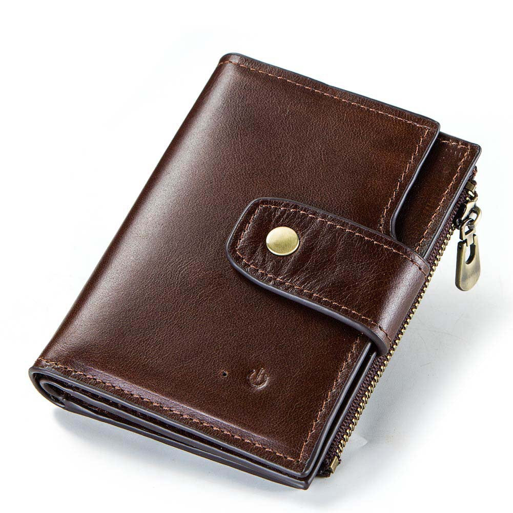 Smart Anti-Lost Wallet Men's Leather Wallet RFID Anti-theft Brush Coin Purse Bluetooth Link Multifunctional