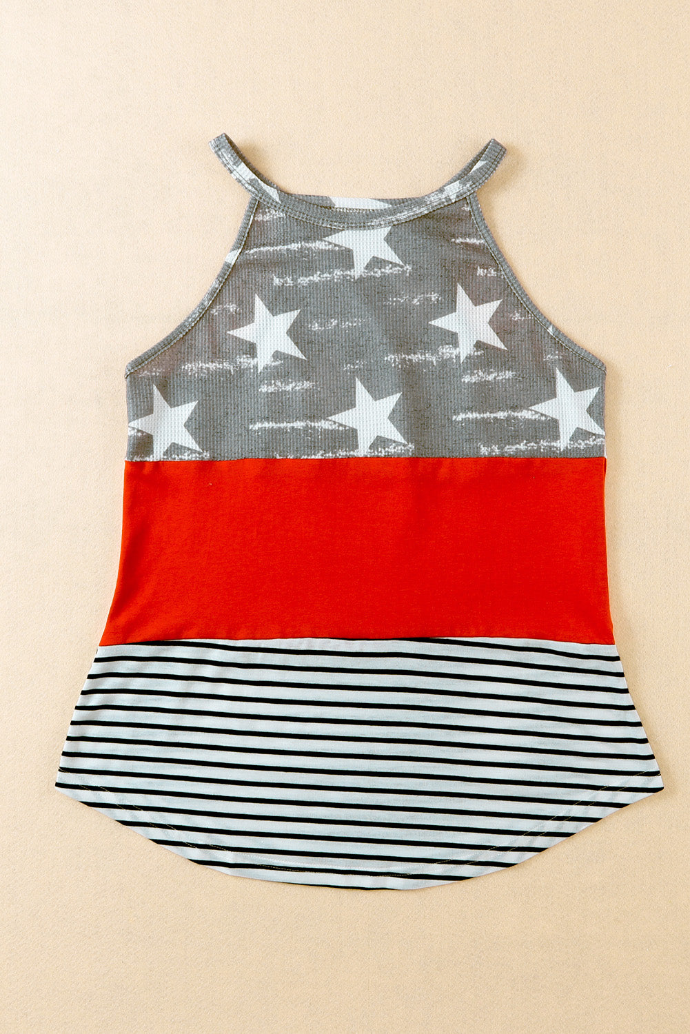 Multicolor American Flag Color Block Sleeveless Top