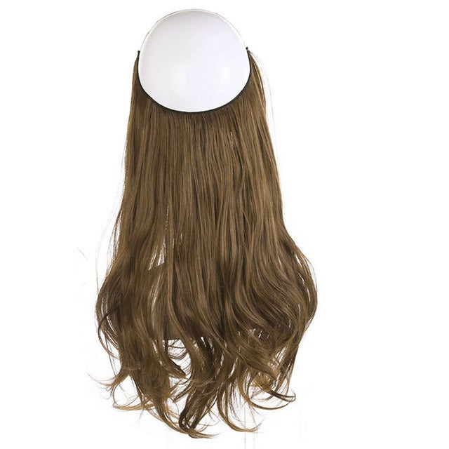 European And American Wig Piece Female Fishline Hair Extension Piece Chemical Fiber Matte High Temperature Silk Long Curly Human Hair