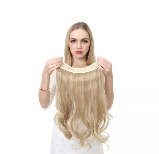 European And American Wig Piece Female Fishline Hair Extension Piece Chemical Fiber Matte High Temperature Silk Long Curly Human Hair