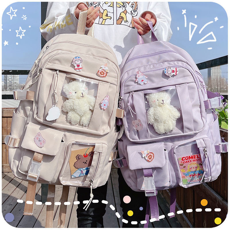 Large Capacity High School Student Backpack Ins Junior Student Schoolbag Girl Backpack