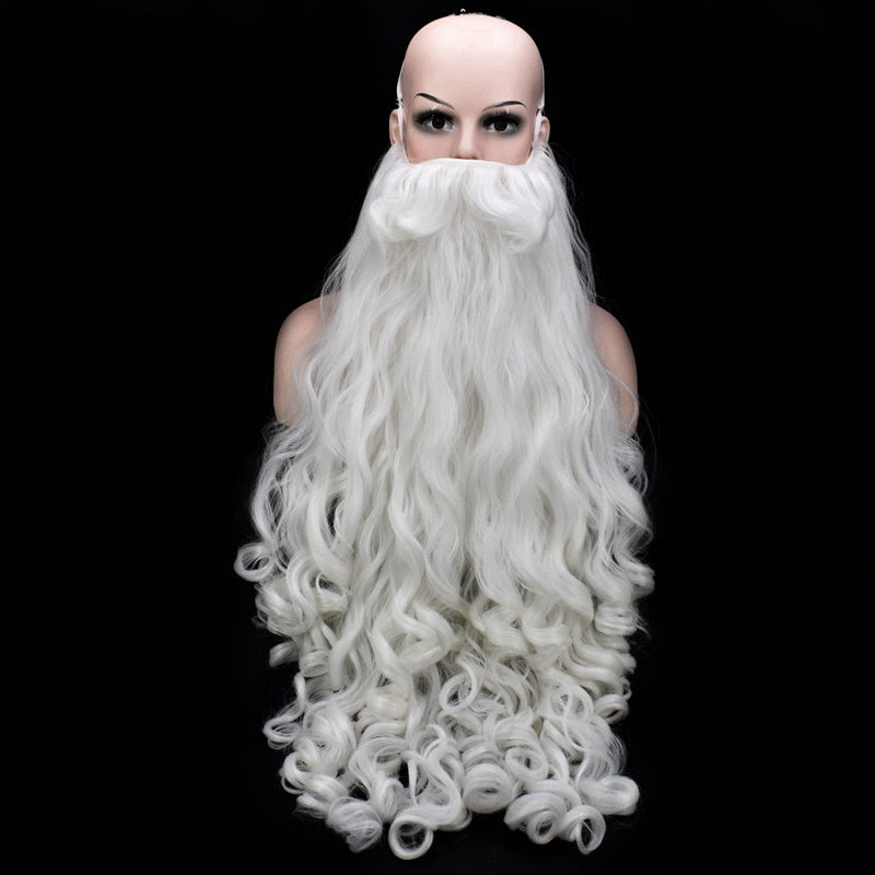 60/80cm Christmas Santa Claus Beard Wig False Beard Wig Role Plays Skin-friendly Wearing High Temp Fiber Beard