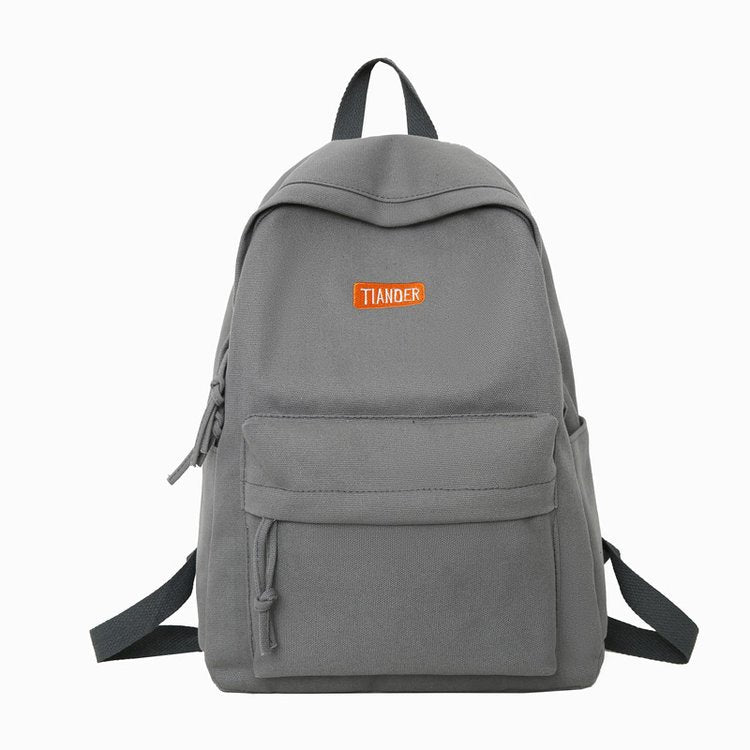 Solid Color Student Large Capacity Schoolbag Female Han Campus Backpack Student Backpack High School Simple Style Backpack