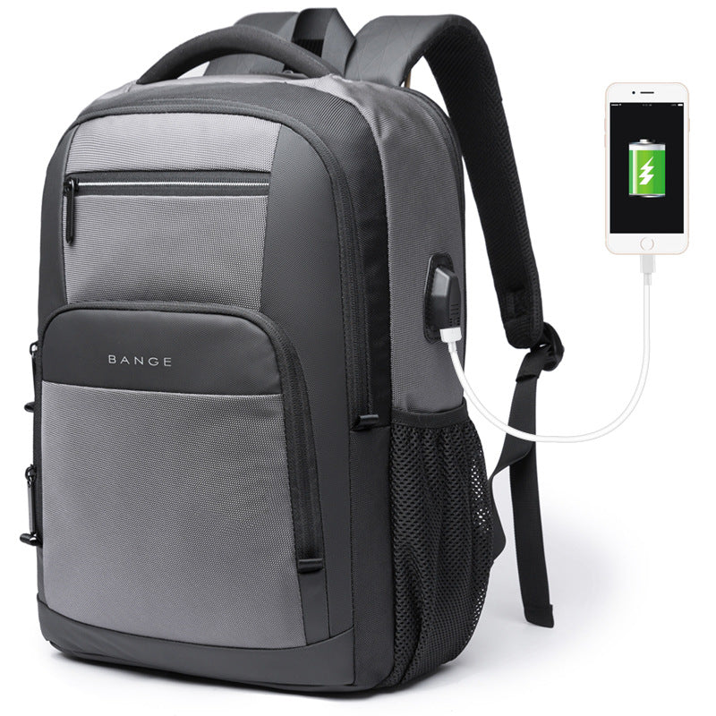 BANGE New Backpack Men's Backpack Computer Bag Casual Student School Bag USB Backpack