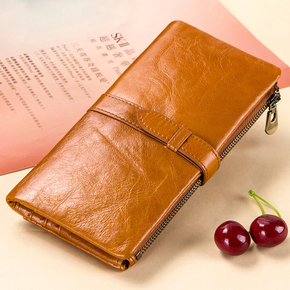 Real Leather Clutch New Wallet Fashion Two Fold Ladies Long Wallet