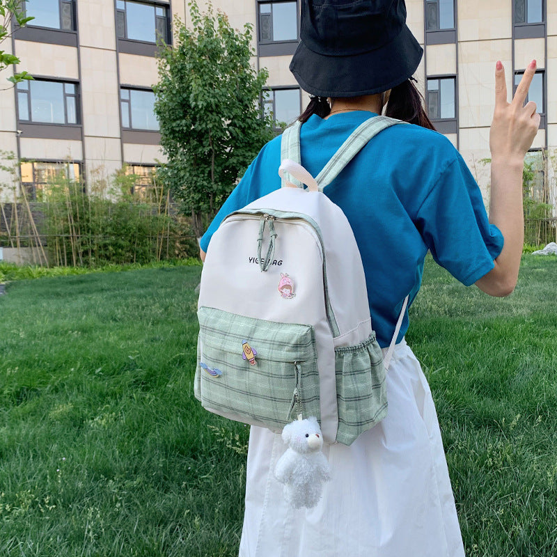 Junior High School Schoolbag Girl Large Capacity Fashion Ins Small Fresh Schoolbag Student Casual Backpack