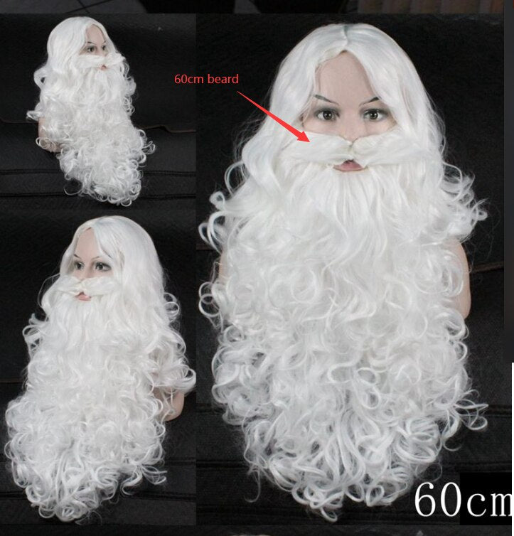 60/80cm Christmas Santa Claus Beard Wig False Beard Wig Role Plays Skin-friendly Wearing High Temp Fiber Beard