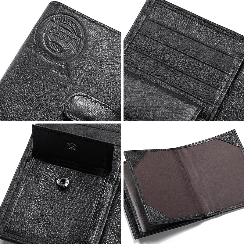 Genuine Leather Men's Wallet First Layer Leather Business Casual Wallet Large Capacity Multifunctional Passport Book