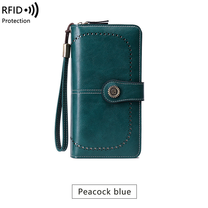 RFID Antimagnetic Wallet Long Zipper Women's Wallet Leather Wallet New Large Capacity Handbag