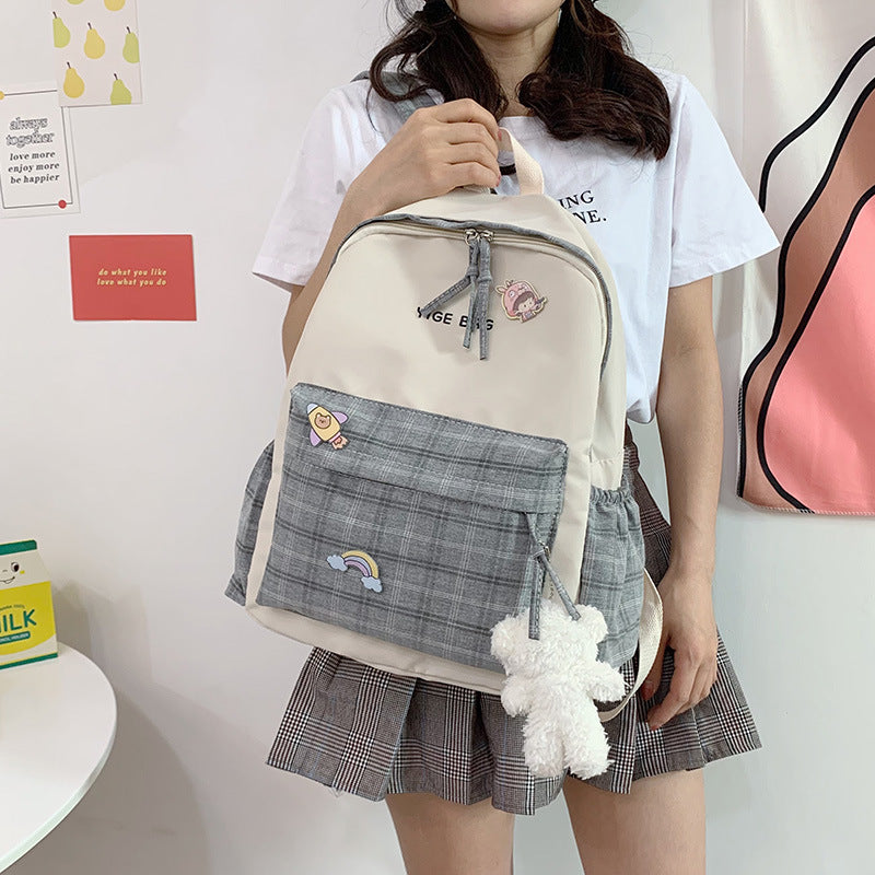 Junior High School Schoolbag Girl Large Capacity Fashion Ins Small Fresh Schoolbag Student Casual Backpack