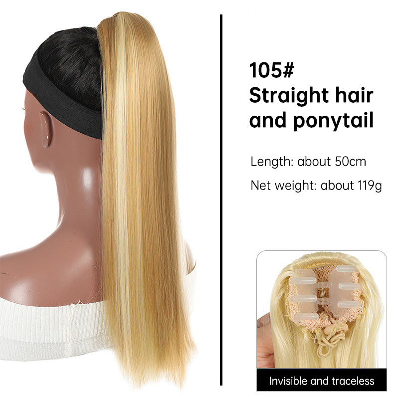 Grab clip ponytail wig female straight hair ponytail mini small grab clip ponytail long straight hair chemical fiber wig high ponytail