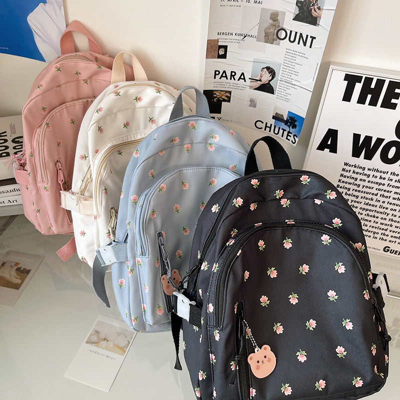 Small Light Student Bag Girl New Small Fresh Floral Nylon Backpack Japanese Casual School Bag