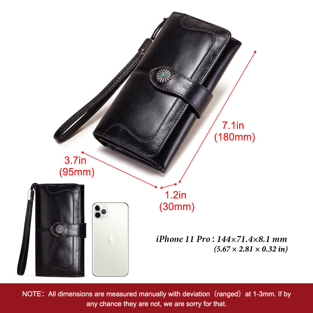 Clutch Bag RFID Anti-Magnetic Anti-Theft Brush Ladies Long Wallet Mobile Phone Bag Leather Wallet Coin Pocket