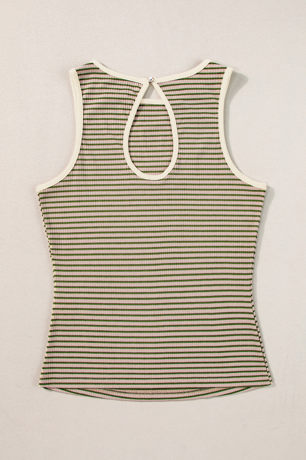 Green Stripe Striped Print Ribbed Knit Sleeveless Top