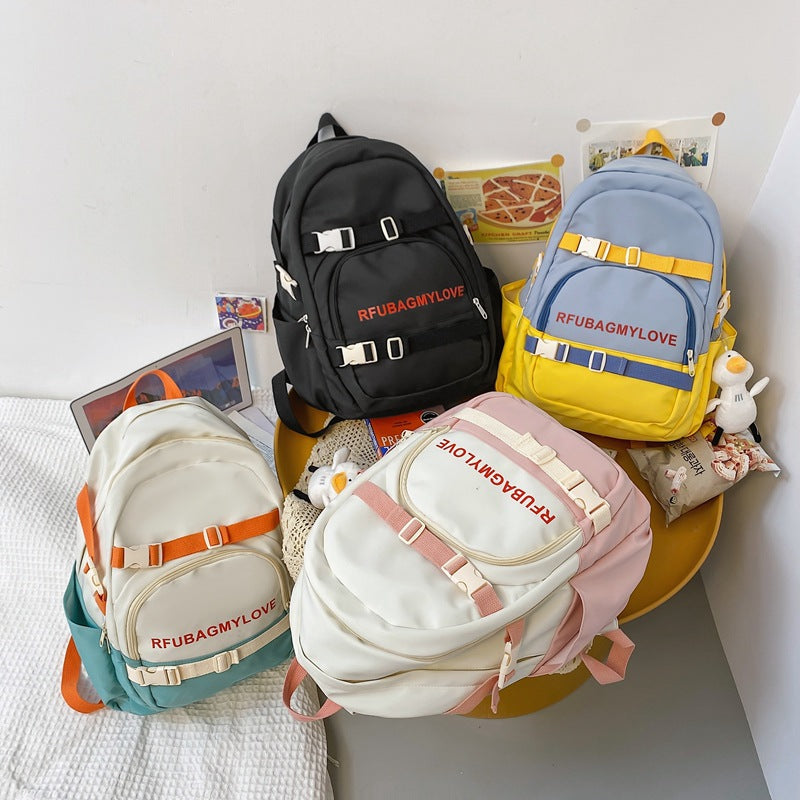 School Bag Girl Backpack Niche Trend Hit Color Stitching Japanese Style Backpack