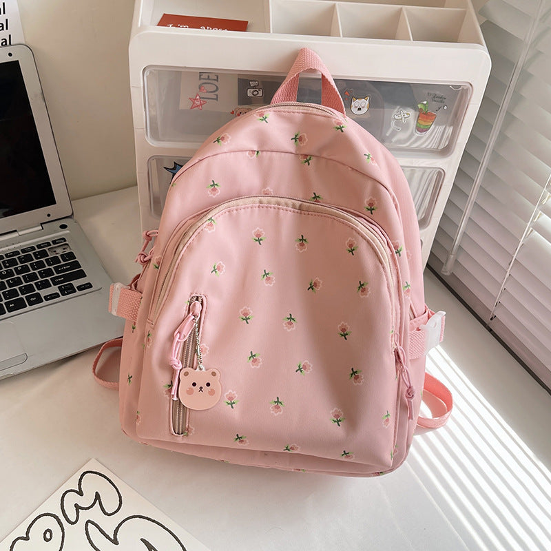 Small Light Student Bag Girl New Small Fresh Floral Nylon Backpack Japanese Casual School Bag