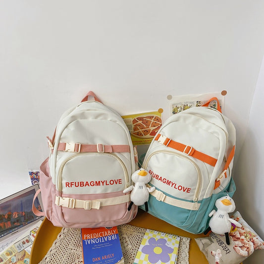 School Bag Girl Backpack Niche Trend Hit Color Stitching Japanese Style Backpack