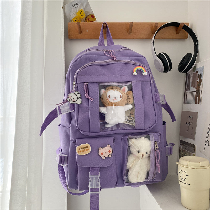 Large Capacity High School Student Backpack Ins Junior Student Schoolbag Girl Backpack