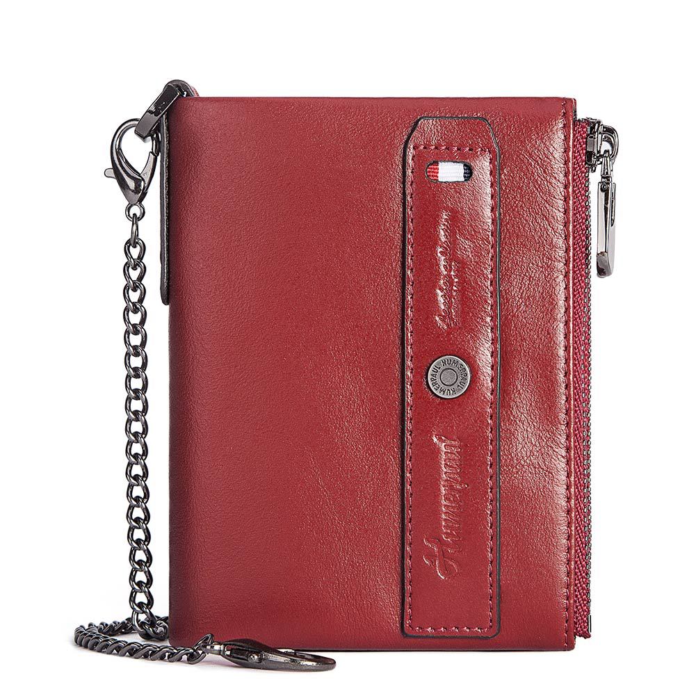 Genuine Leather Men Wallet Top Layer Cowhide Bag RFID Anti-Theft Brush Men's Coin Purse