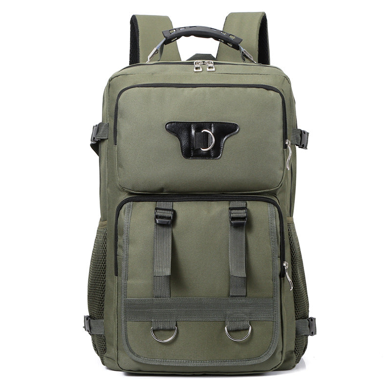 Personalized men's multi-functional canvas backpack with large capacity outdoor breathable and wear-resistant travel backpack