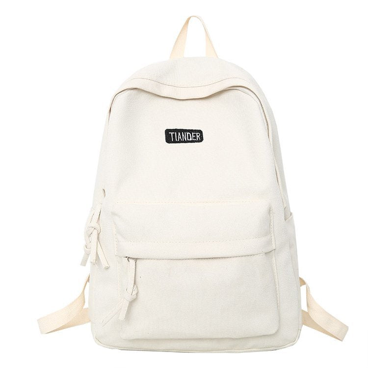 Solid Color Student Large Capacity Schoolbag Female Han Campus Backpack Student Backpack High School Simple Style Backpack