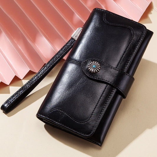 Clutch Bag RFID Anti-Magnetic Anti-Theft Brush Ladies Long Wallet Mobile Phone Bag Leather Wallet Coin Pocket