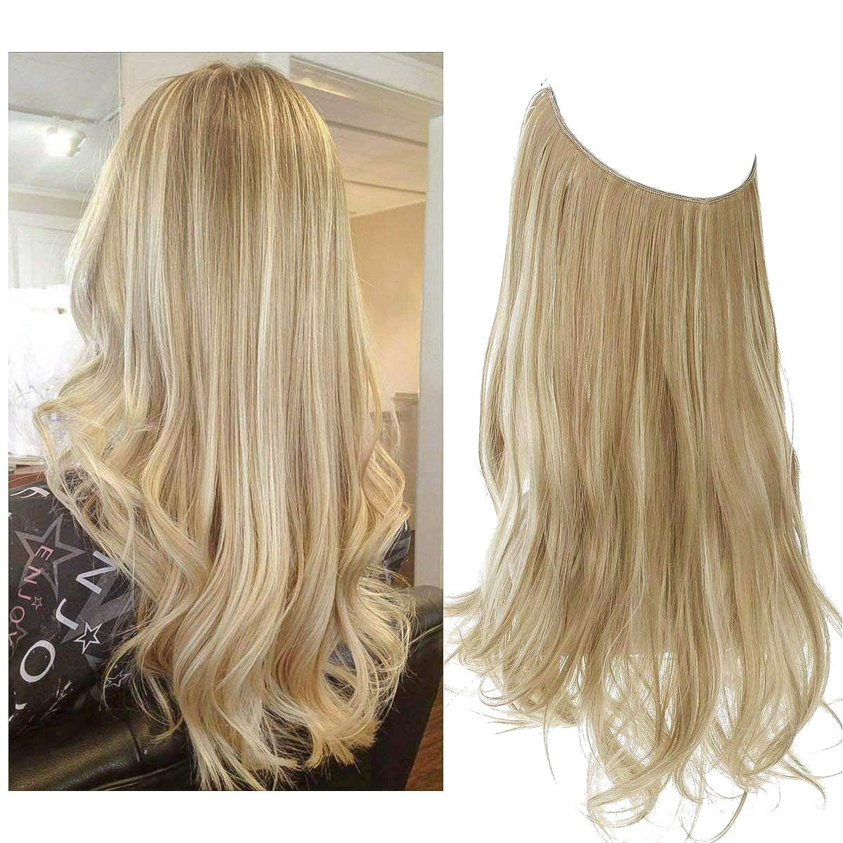 European And American Wig Piece Female Fishline Hair Extension Piece Chemical Fiber Matte High Temperature Silk Long Curly Human Hair