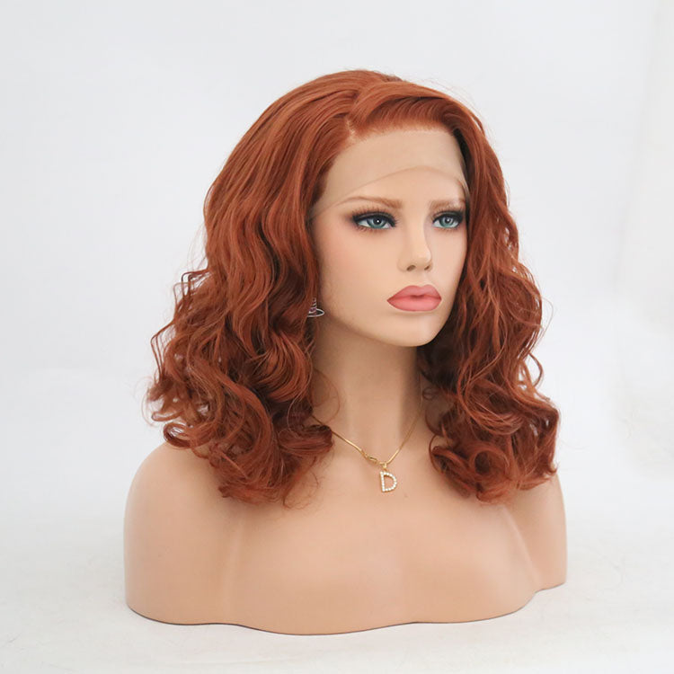 New European and American Ladies 350# Front Lace Bobo Short Curly Lanting Wig Headgear