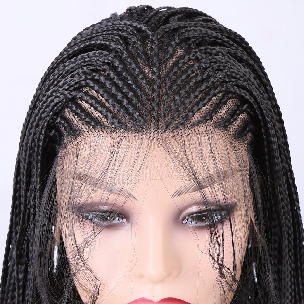 Long Synthetic Wig with Braided Box Braids Wigs For Black Women Daily Wear White Hat Wig Adjustable For Girls