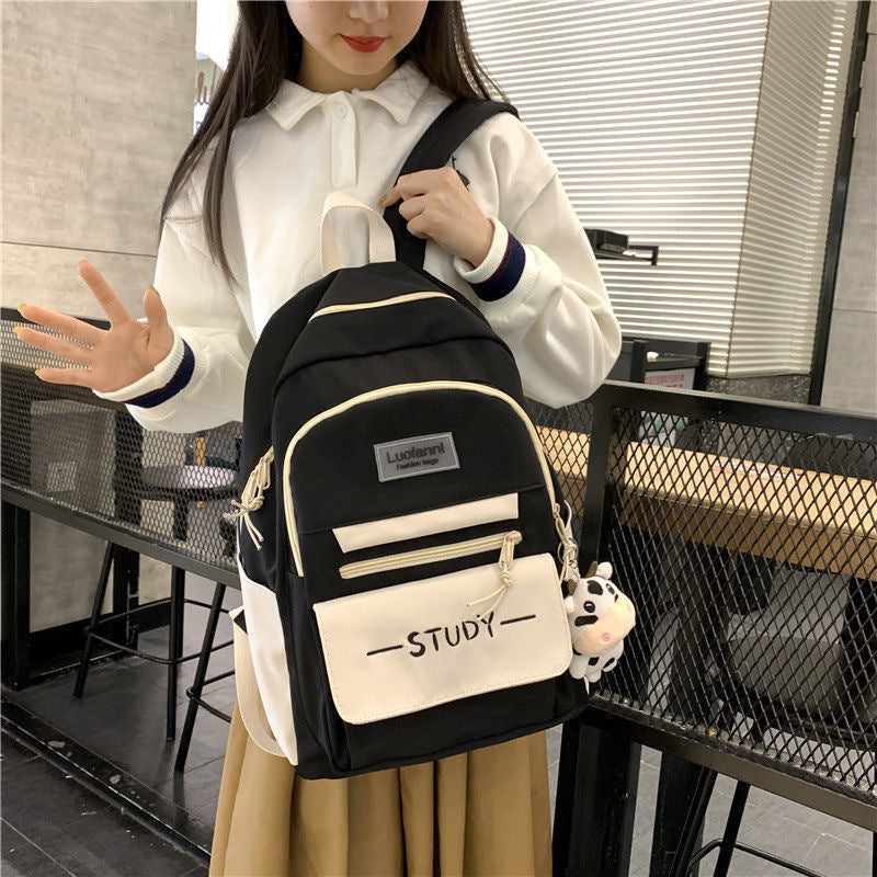 Backpack Girls All-Match Schoolbag Large-Capacity Backpack Elementary School Junior High School Students University Korean Version