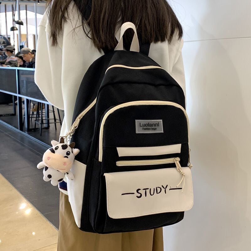 Backpack Girls All-Match Schoolbag Large-Capacity Backpack Elementary School Junior High School Students University Korean Version