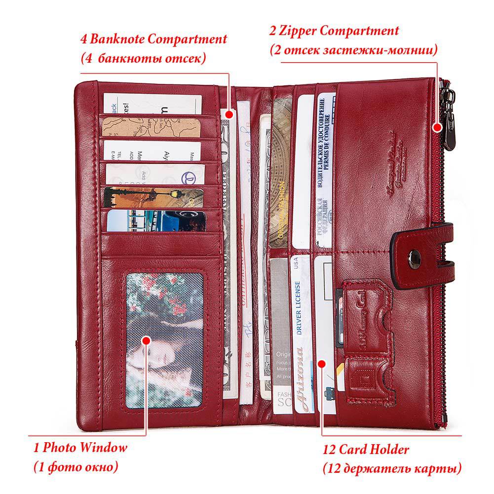 Fashion Ladies Wallets Leather Casual Long Phone Bags First Layer Leather Women's Clutches