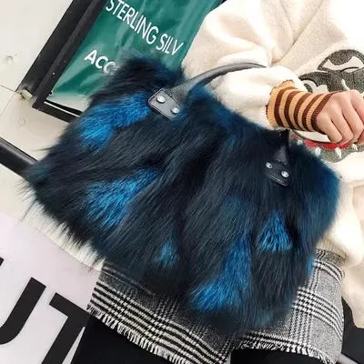 Luxry Real Fox Fur Women Handbags Genuine leather Newest Party Multicolour Bags Fox Fur Ladies Shoulder Bag Gift Crossbody bags