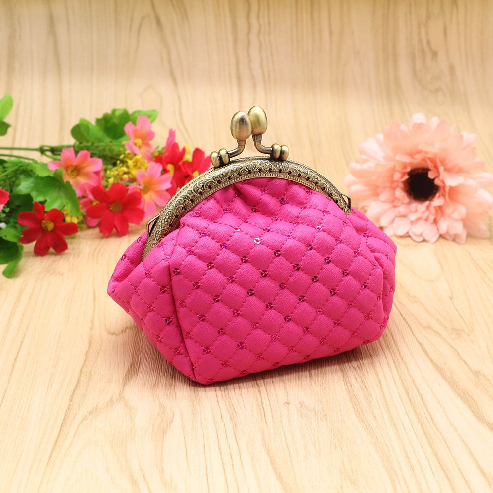 Sequin zero wallet, diamond grid coin bag, lipstick storage, small bag, mouth gold bag